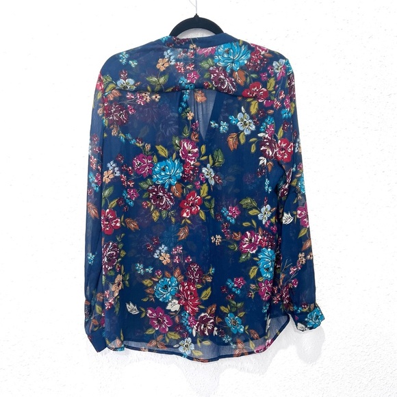 Kut from the Kloth Pink and Green Relaxed Blouse with Mandarin Collar L - Picture 3 of 9